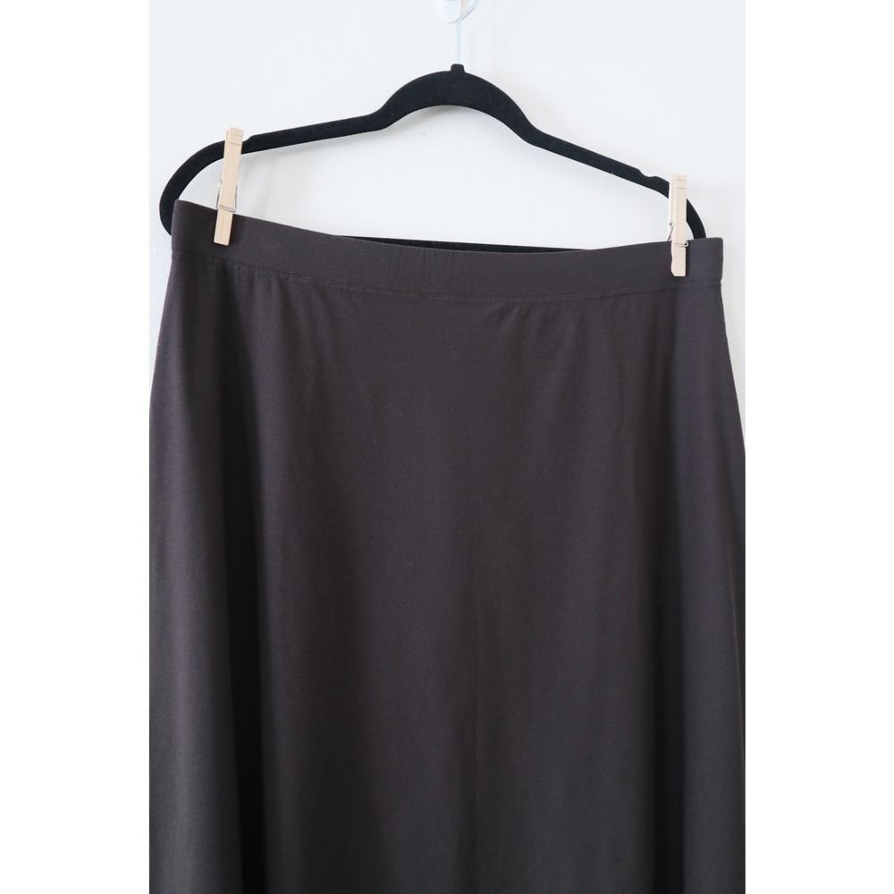Eileen Fisher Size L Brown Washable Crepe A Line Skirt Knee Length Elastic Waist - Picture 4 of 11